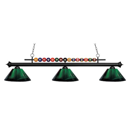 Z-Lite Shark 3 Light Billiard Light, Matte Black & Green 170MB-ARG